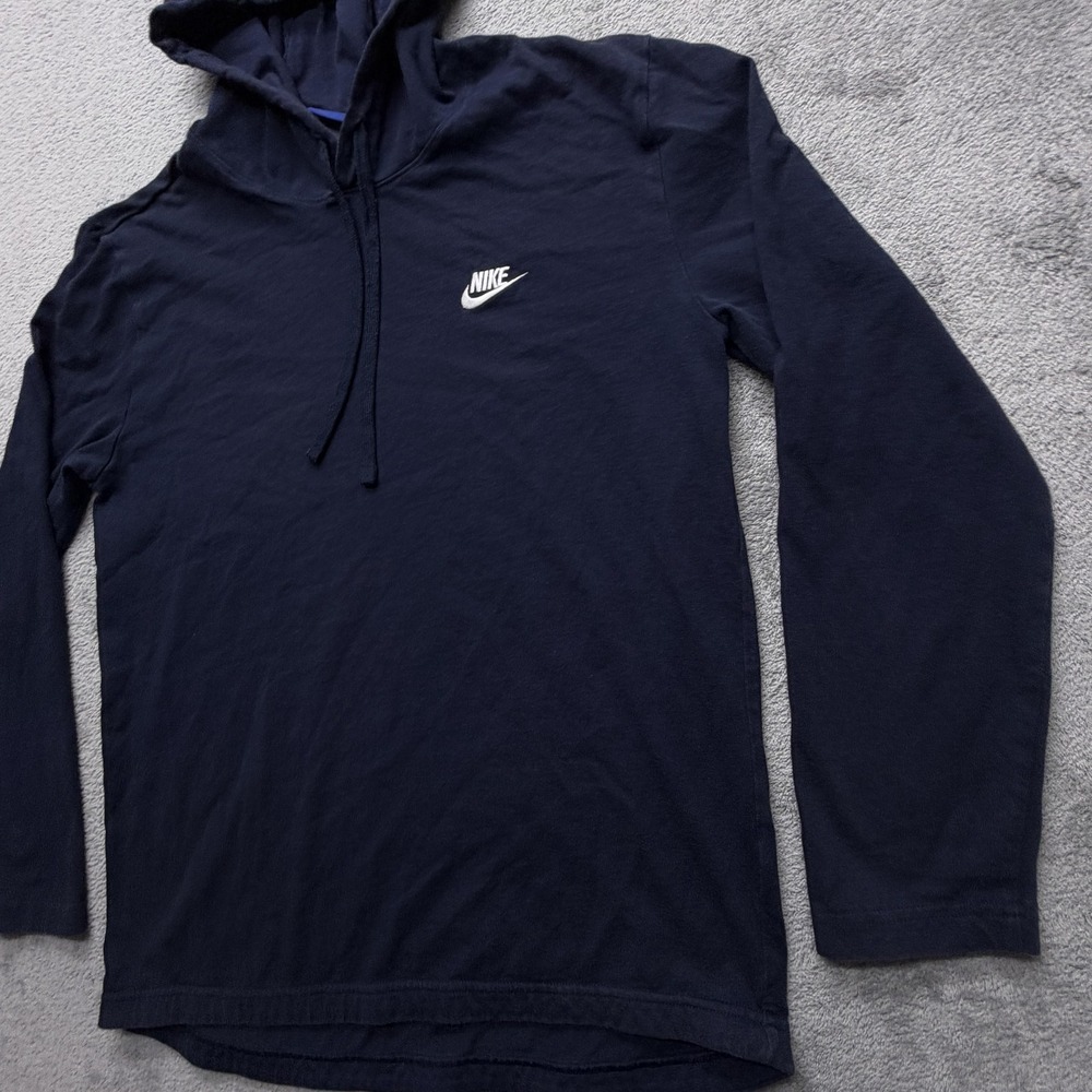 Nike Hoodie Mens Large Navy Blue‎ Cotton Jersey Pullover Long Sleeve 807249-451 - Picture 7 of 10